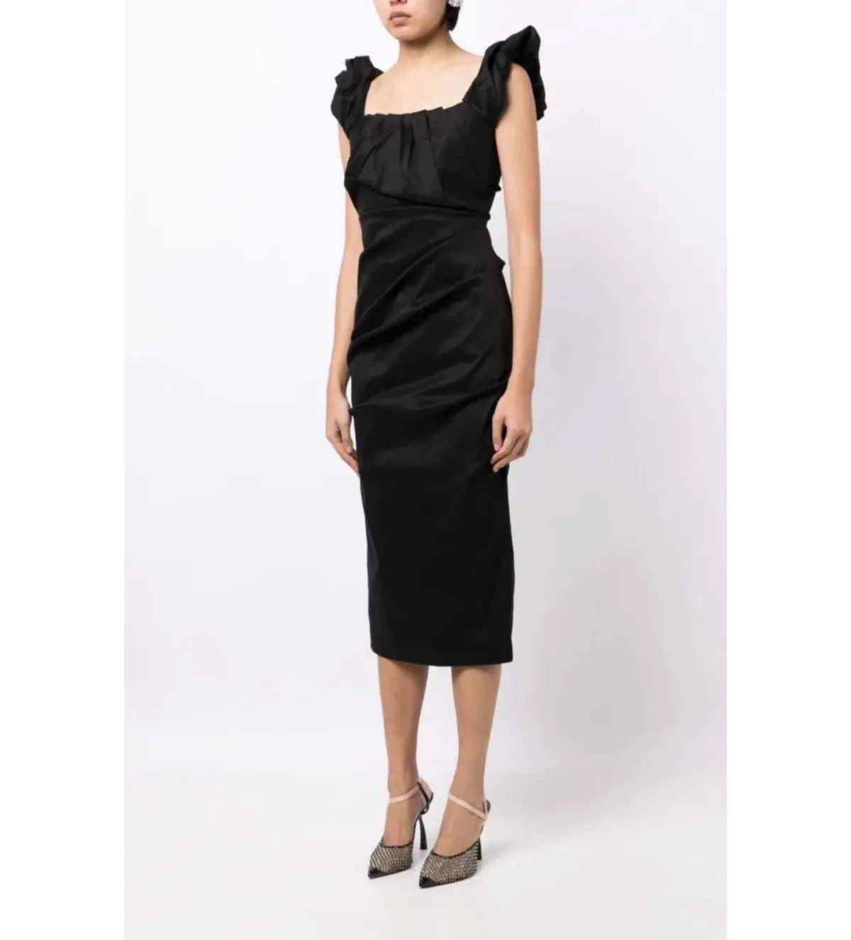 Rachel Gilbert Kalina Draped Sleeveless Midi Dress Black Size 8 - Image 2
