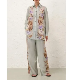 Zimmermann Coco Silk Relaxed Pant Size 1 & Shirt Size 0 Set Print for rent on The Volte - image 2