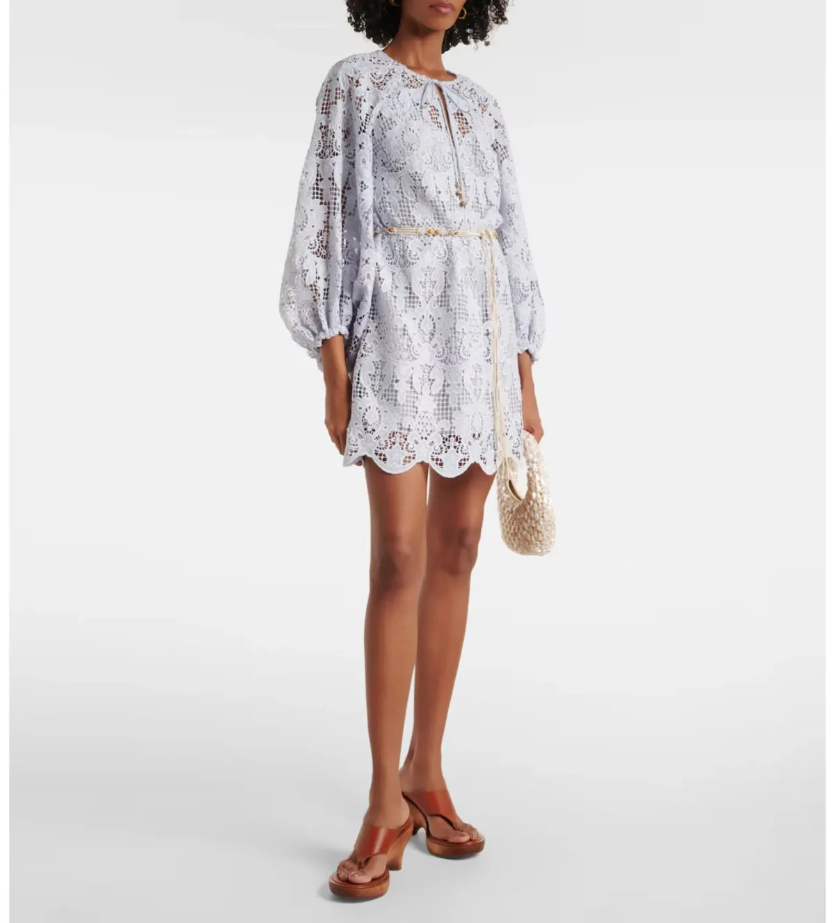 Zimmermann Coco Lace Tunic Mini Dress Blue Size 2/AU 10 for rent on The Volte - main image