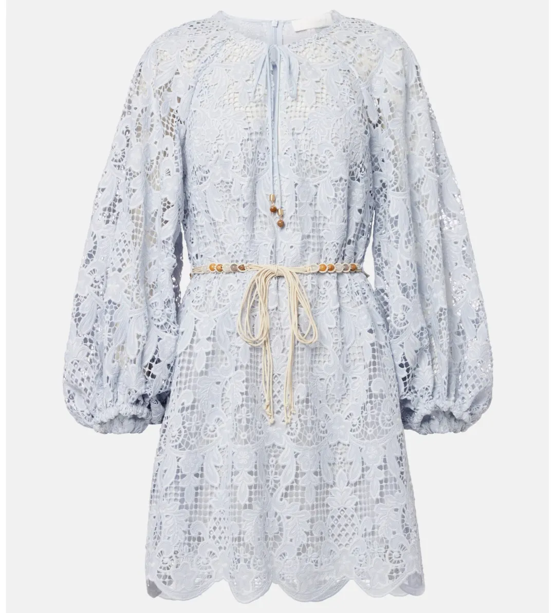 Zimmermann Coco Lace Tunic Mini Dress Blue Size 2/AU 10 for rent on The Volte - main image