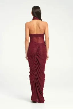 BENNI Hudson Lace Maxi Dress In Burgundy Sangria | Size AU 14 for rent on The Volte - image 3