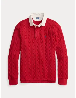 Polo Ralph Lauren Cable-Knit Cotton Rugby Polo XS Red for rent on The Volte - image 4