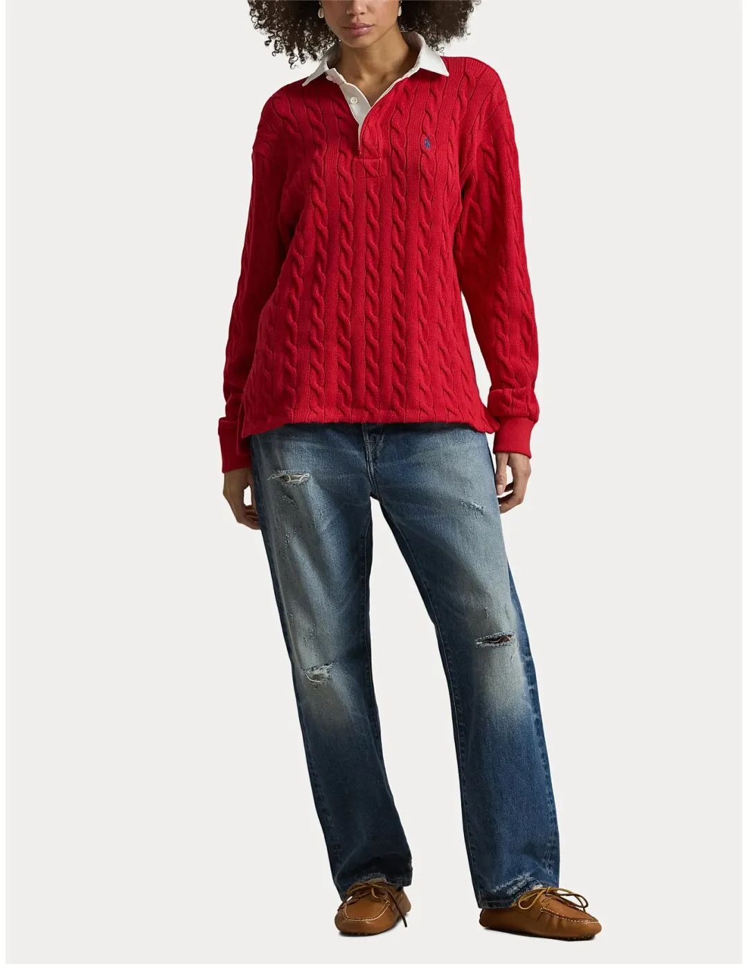 Polo Ralph Lauren Cable-Knit Cotton Rugby Polo XS Red for rent on The Volte - main image