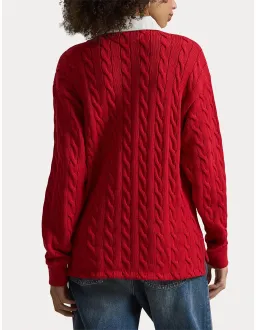 Polo Ralph Lauren Cable-Knit Cotton Rugby Polo XS Red for rent on The Volte - image 2