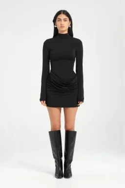 BENNI Veda Mini Dress In Black | Size AU 6 for rent on The Volte - image 2