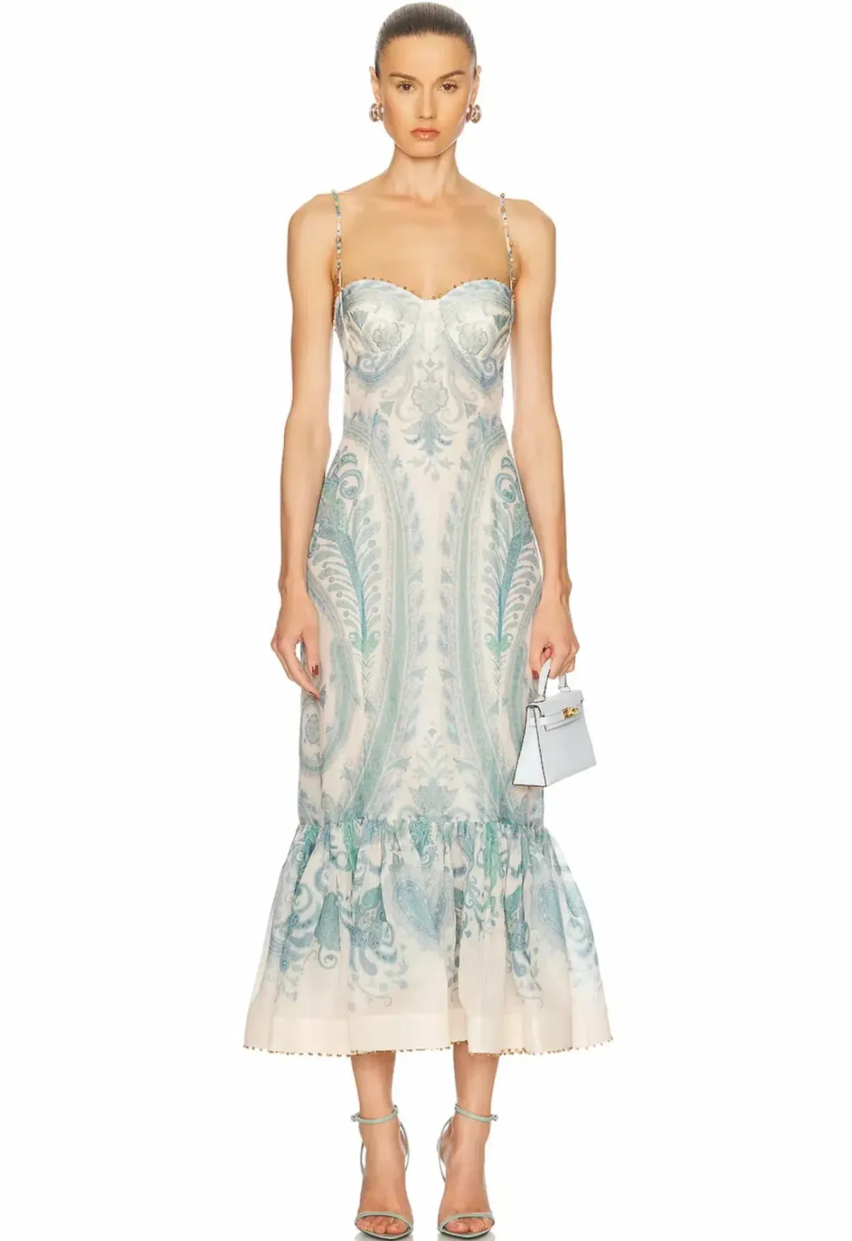 ZIMMERMANN THE ILLUMINATE GOWN IN TURQUOISE PAISLEY SIZE 3 12au - Image 1