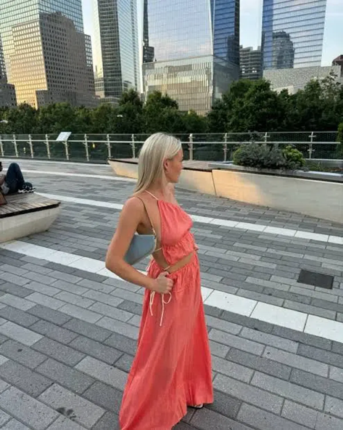 Two piece vrg grl coral linen set for rent on The Volte - main image