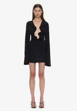 Christopher Esber Salacia Ruched Long Sleeve Mini Dress Black Size 8 for rent on The Volte - image 1