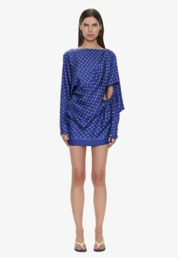 Christopher Esber Bandana Pareo Cutaway Dress indigo bandana print Size 6 for rent on The Volte - image 1