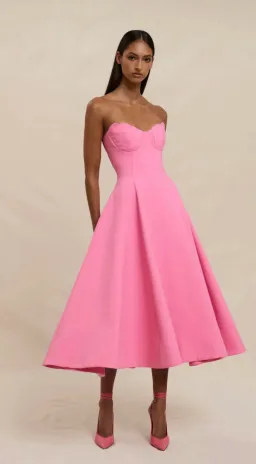 By Johnny Venus Shell Strapless Midi Dress Pink Size 10 for rent on The Volte - image 4