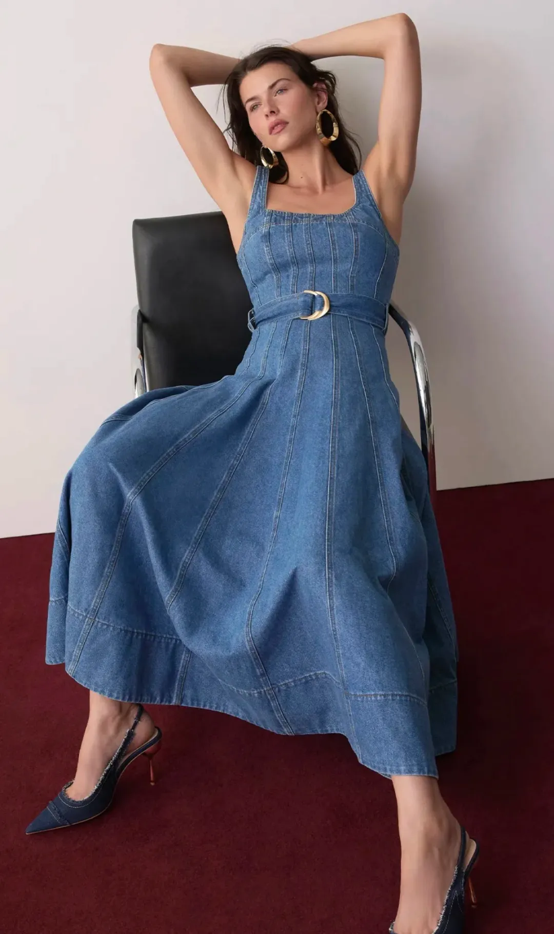 Aje Rainer Denim Midi Dress size 8 for rent on The Volte - main image
