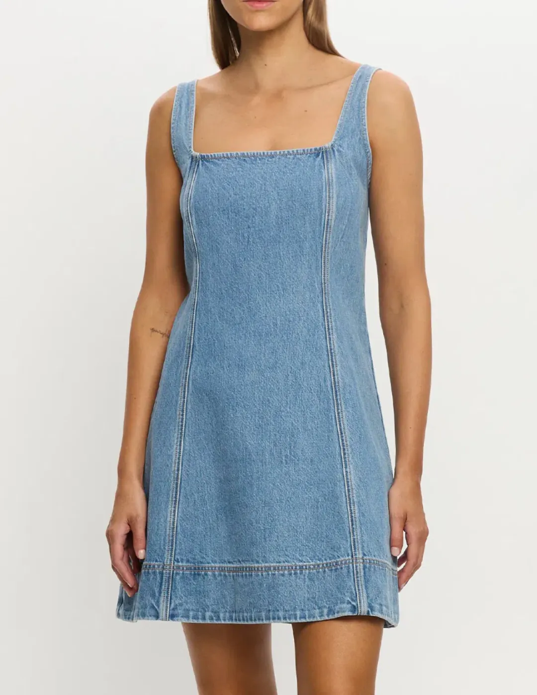 Kivari Oriana Denim Mini Dress size 12 for rent on The Volte - main image