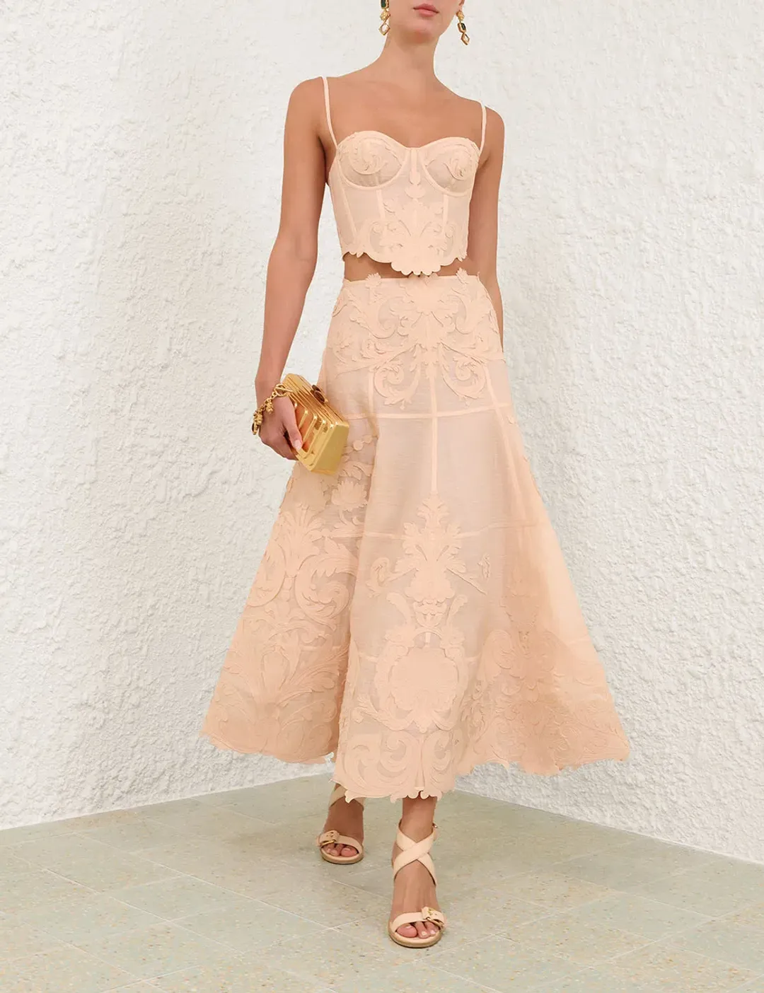 ZIMMERMANN REBELLION FILIGREE BODICE SIZE O & MIDI SKIRT SIZE OP for rent on The Volte - main image