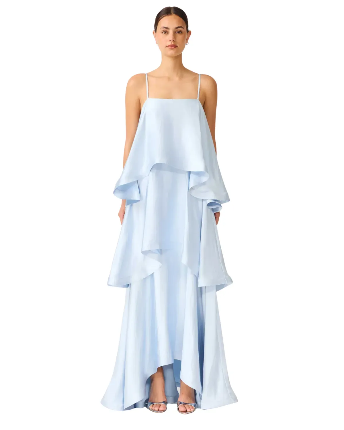 Elliatt Tilly Tiered Maxi Dress Pale Blue Size L - Image 1