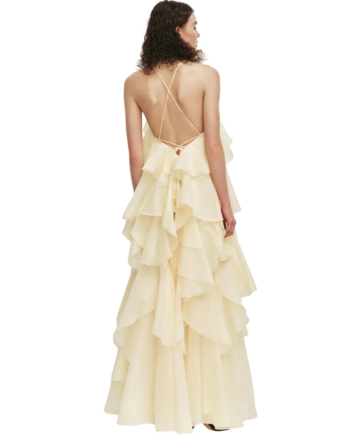 Aje Pandorea Layered Maxi Dress Butter Yellow Size 10 - Image 3
