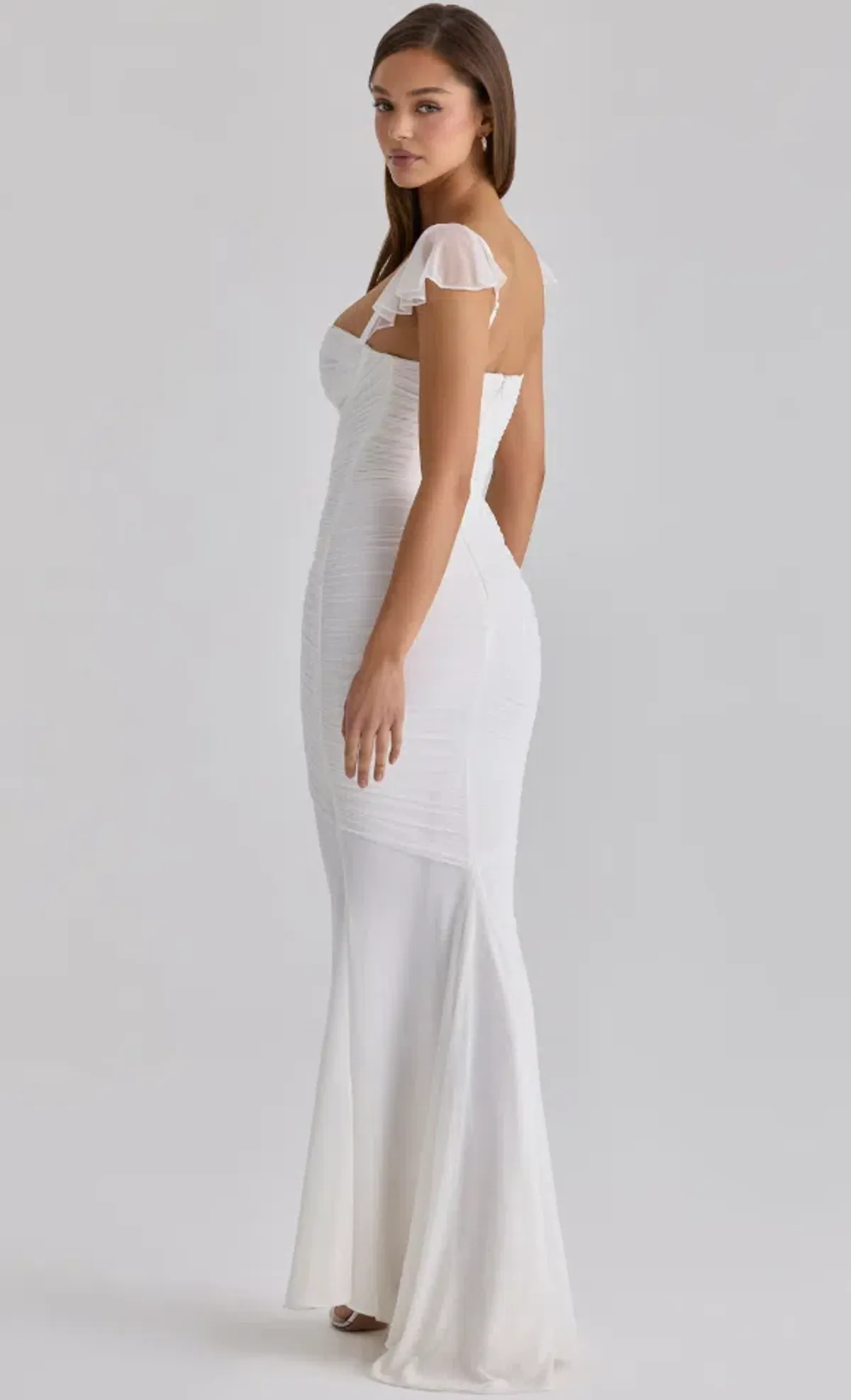 House of CB Antonella white gathered mesh maxi dress Regular Cup Size M - Image 2