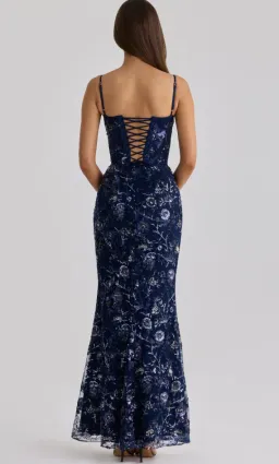 House of CB Naima navy hand beaded embellished corset maxi dress Regular Cup Size L for rent on The Volte - image 2