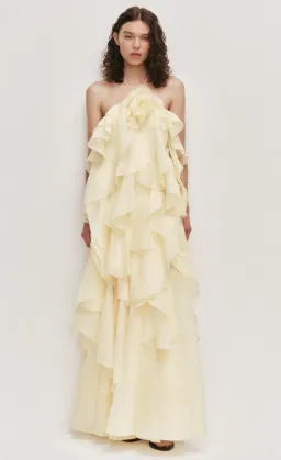 AJE Pandorea Layered Maxi Dress Butter Size 6 for rent on The Volte - image 1