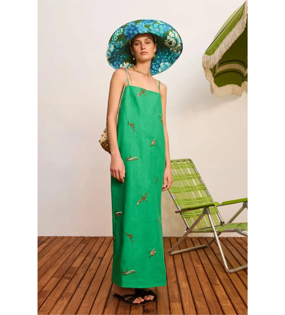 Alemais Wanda Embroidered Midi Dress Green Size 8 - Image 1