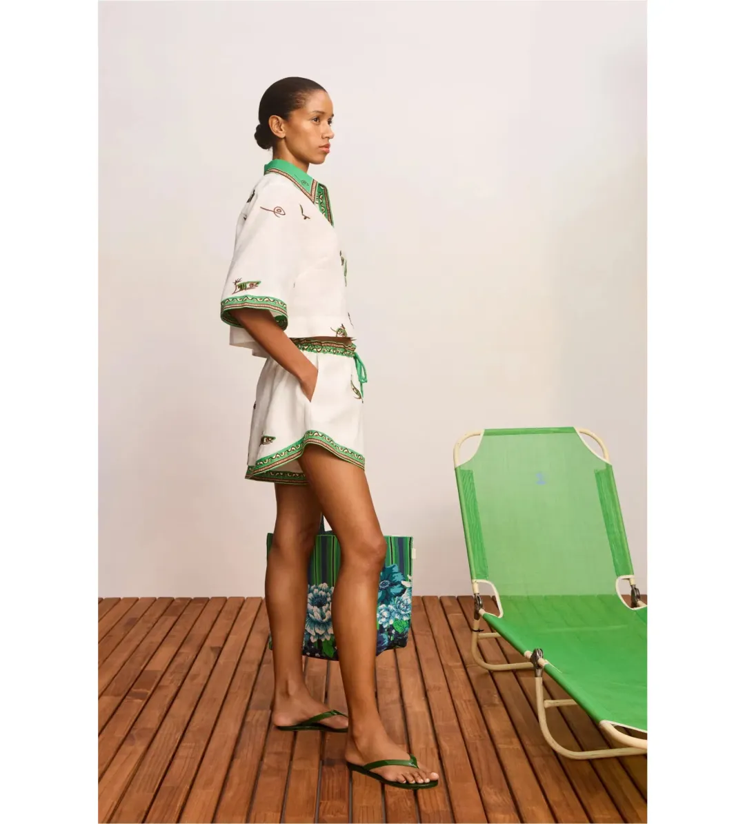 Alemais Wanda Embroidered Shirt and Short Set White Size 8 for rent on The Volte - main image