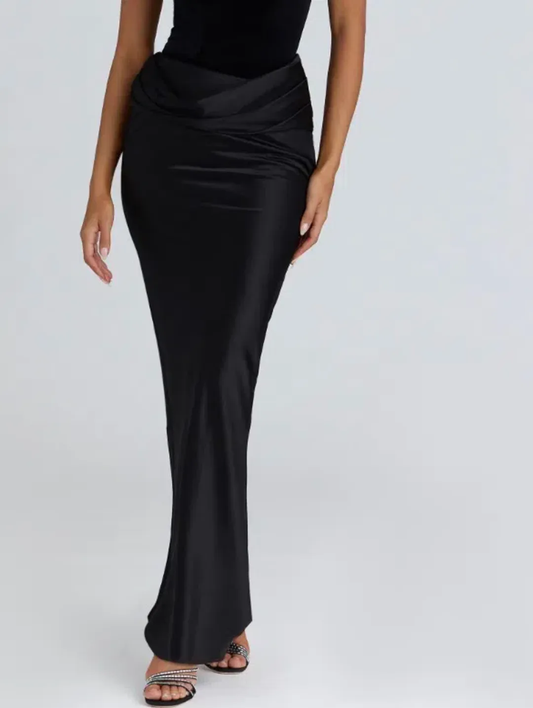 House of CB Omari Black Velvet corset XS & Beau Black Maxi Skirt XS for rent on The Volte - main image