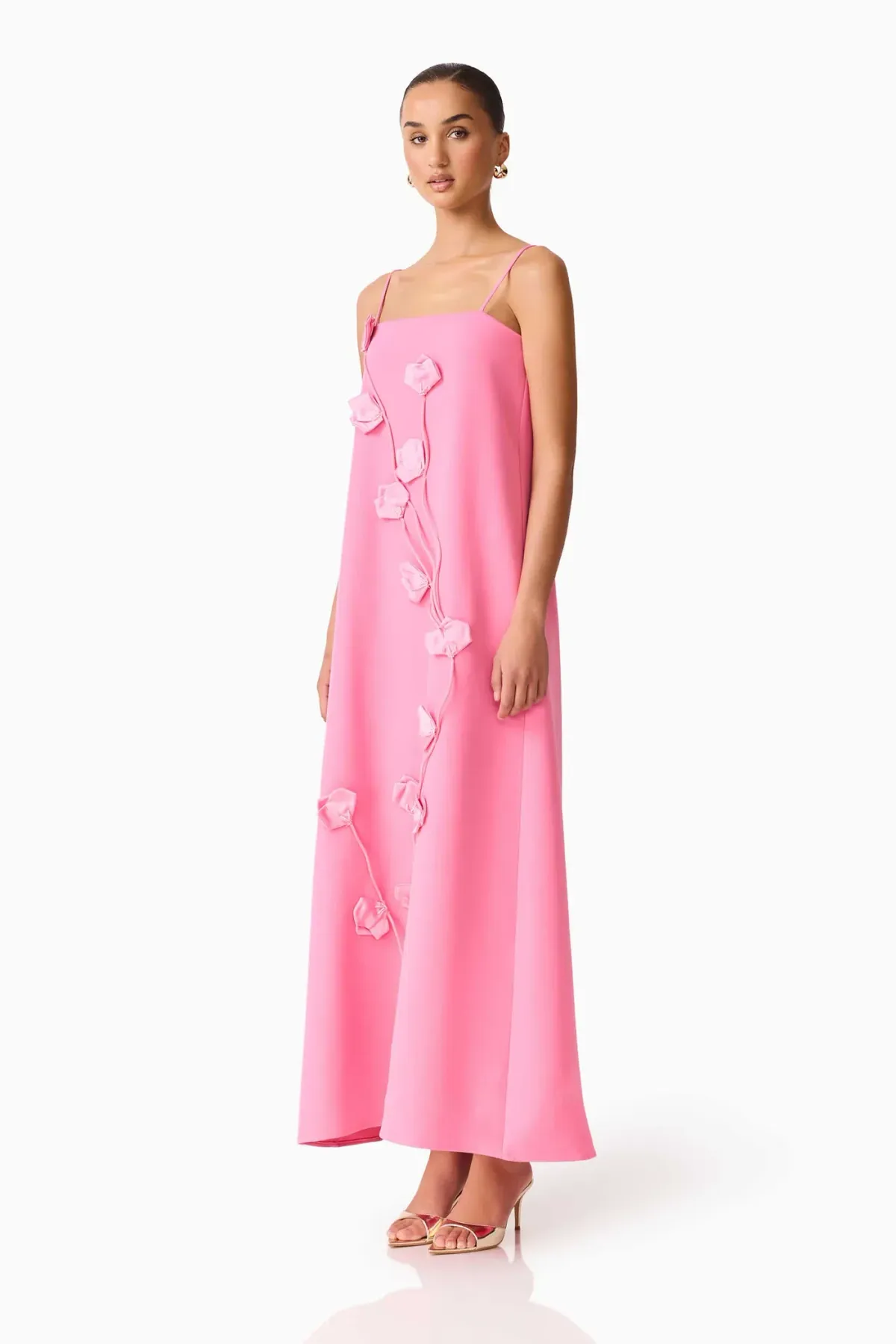 Elliatt Nolana Floral Applique Gown in Pink S/AU 8 - Image 3
