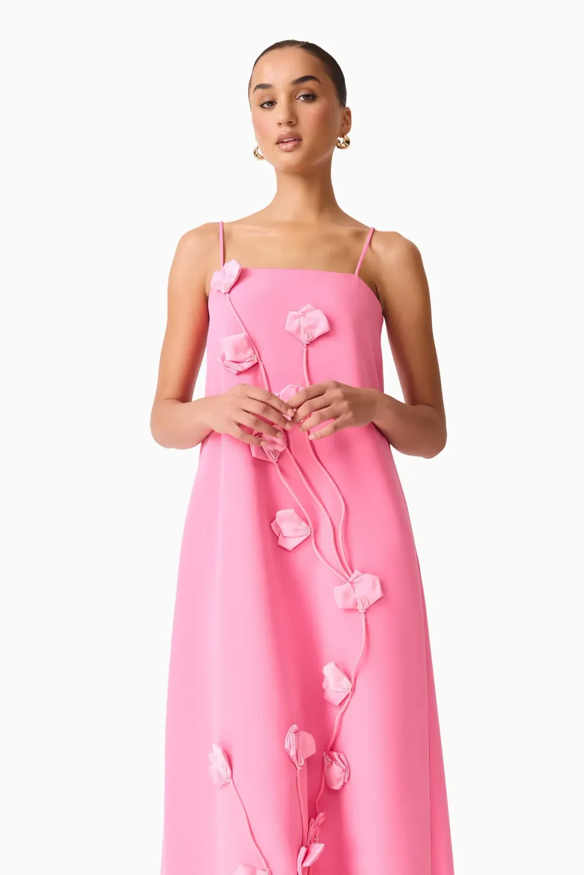 Elliatt Nolana Floral Applique Gown in Pink S/AU 8 - Image 5