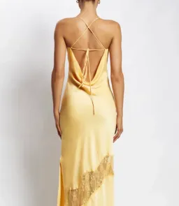 Meshki Chandra Lace Detail Satin Maxi - Lemon for rent on The Volte - image 2