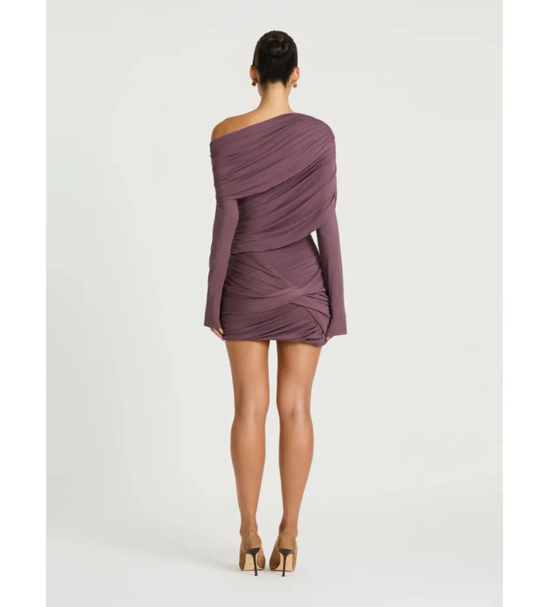 Benni Otto Long Sleeve Mini Dress in Grape Size AU10 for rent on The Volte - main image