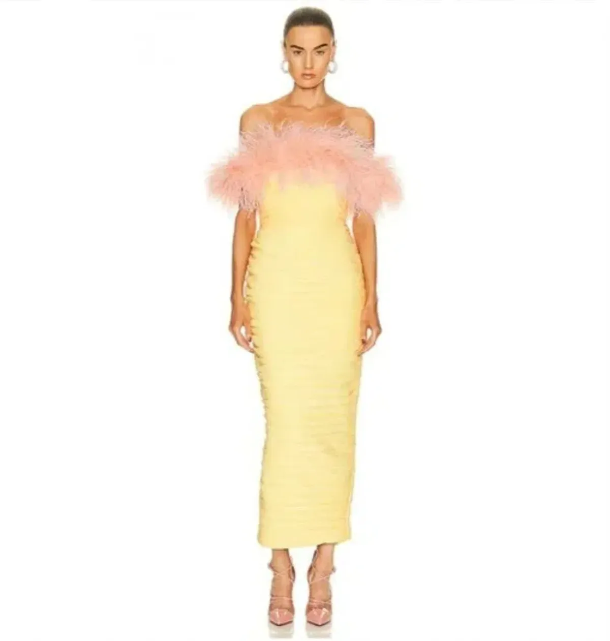 Rachel Gilbert Zion Midi Dress Lemon Yellow Size 2 / AU10 - Image 4
