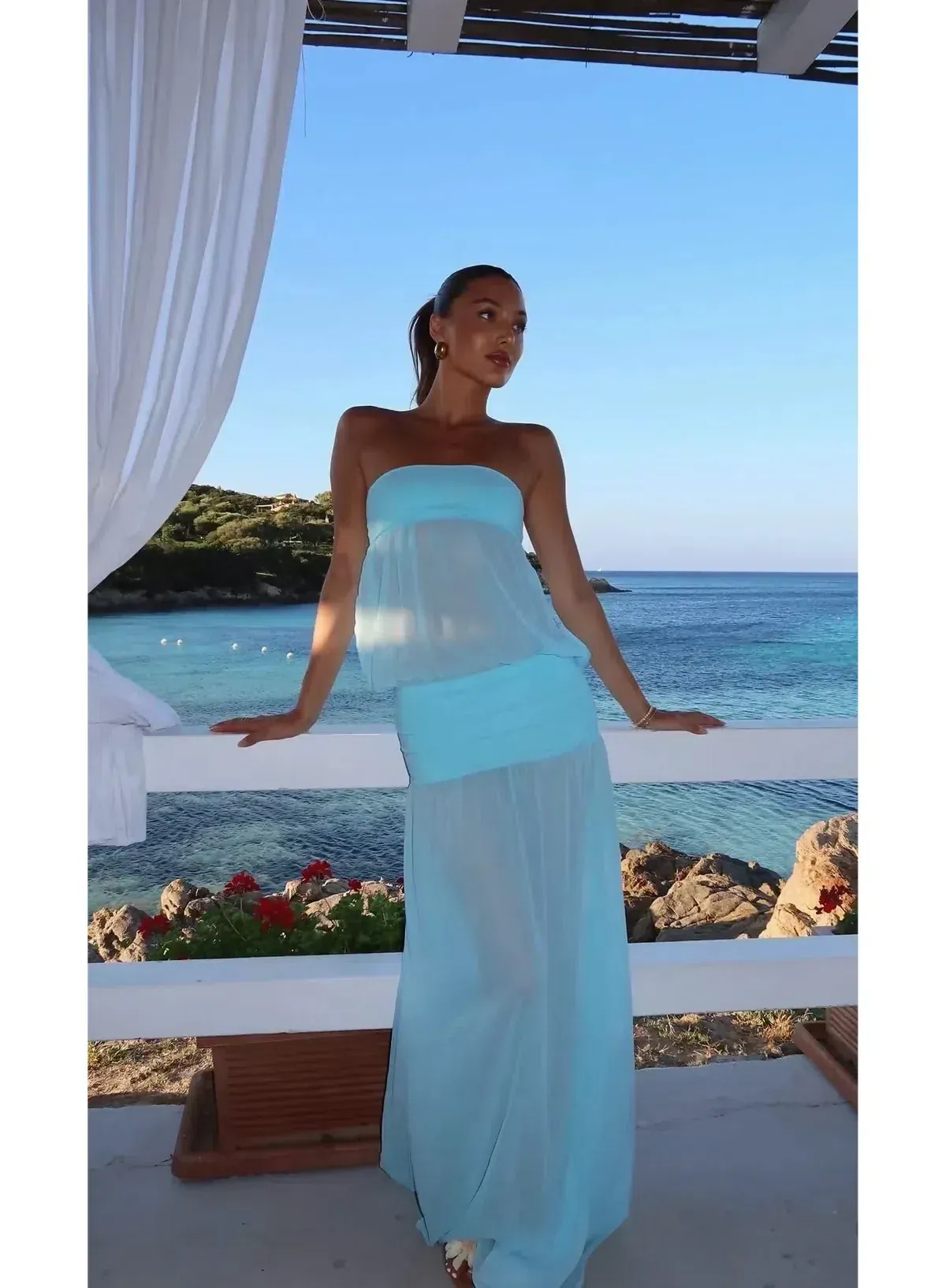 Ance Gria Romeo Gown in Aqua Blue Size XS / AU 6 - Image 11