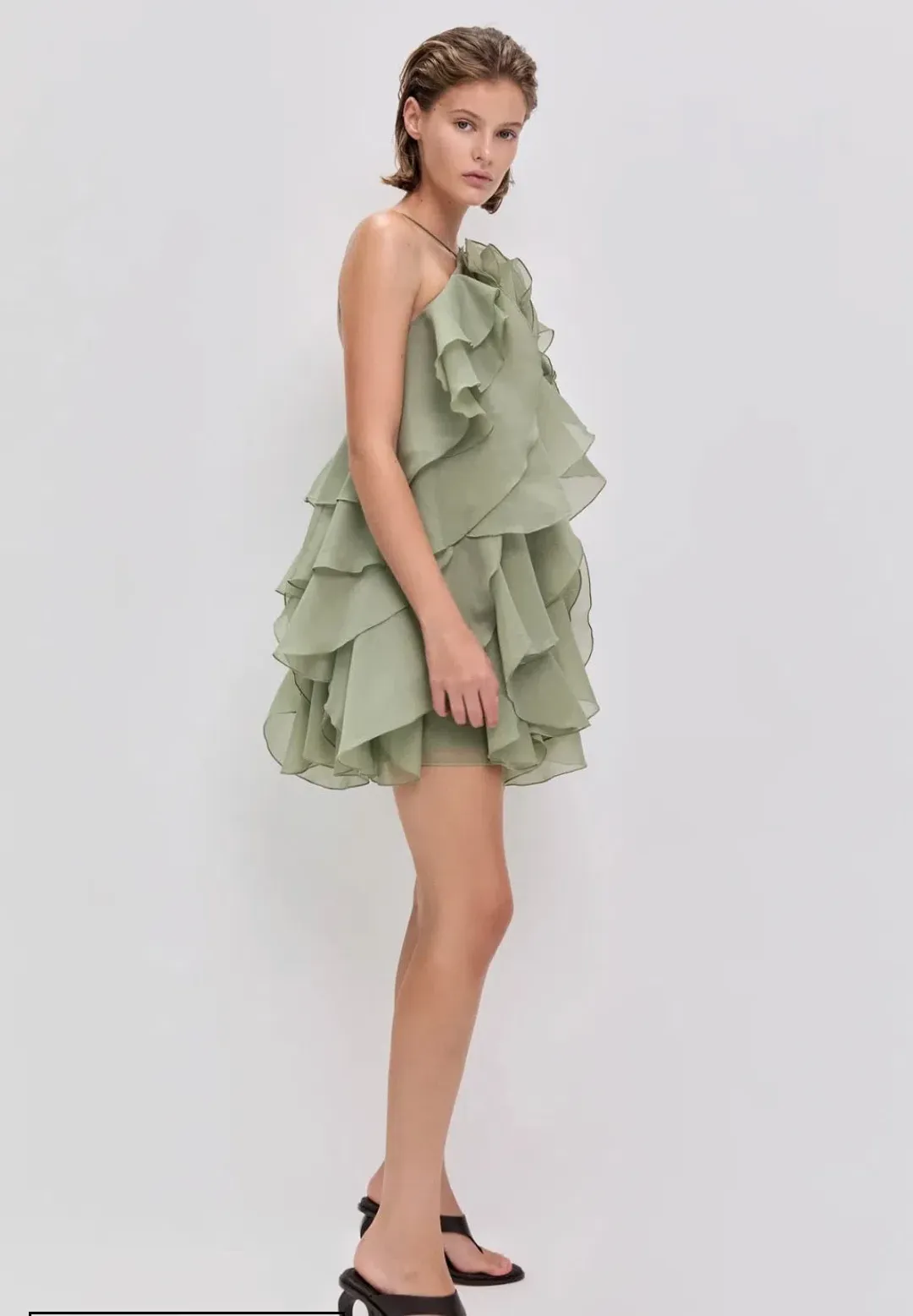 AJE- Pandorea Layered Mini Dress- Moss- Size 10 for rent on The Volte - main image