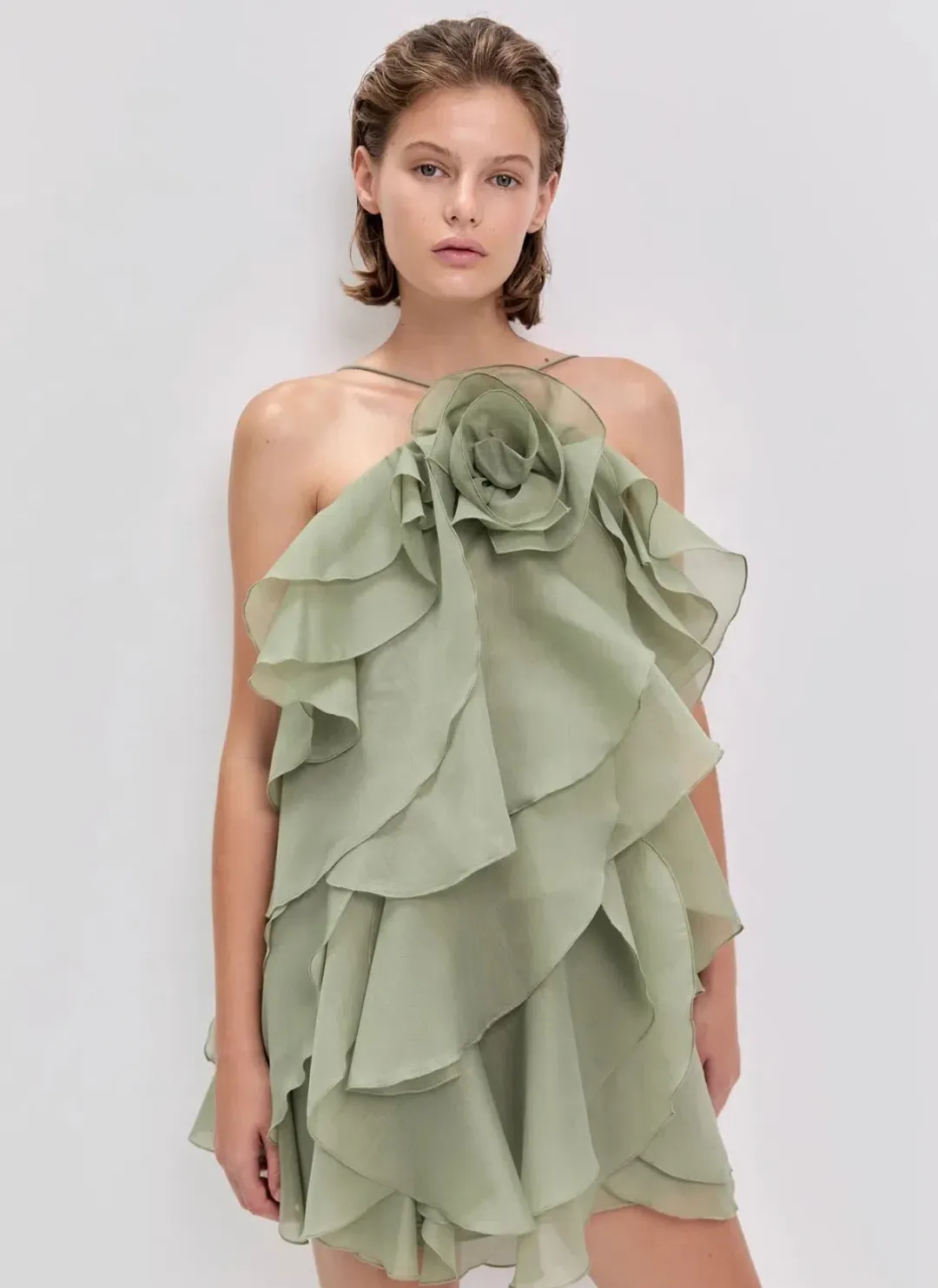 AJE- Pandorea Layered Mini Dress- Moss- Size 10 for rent on The Volte - main image