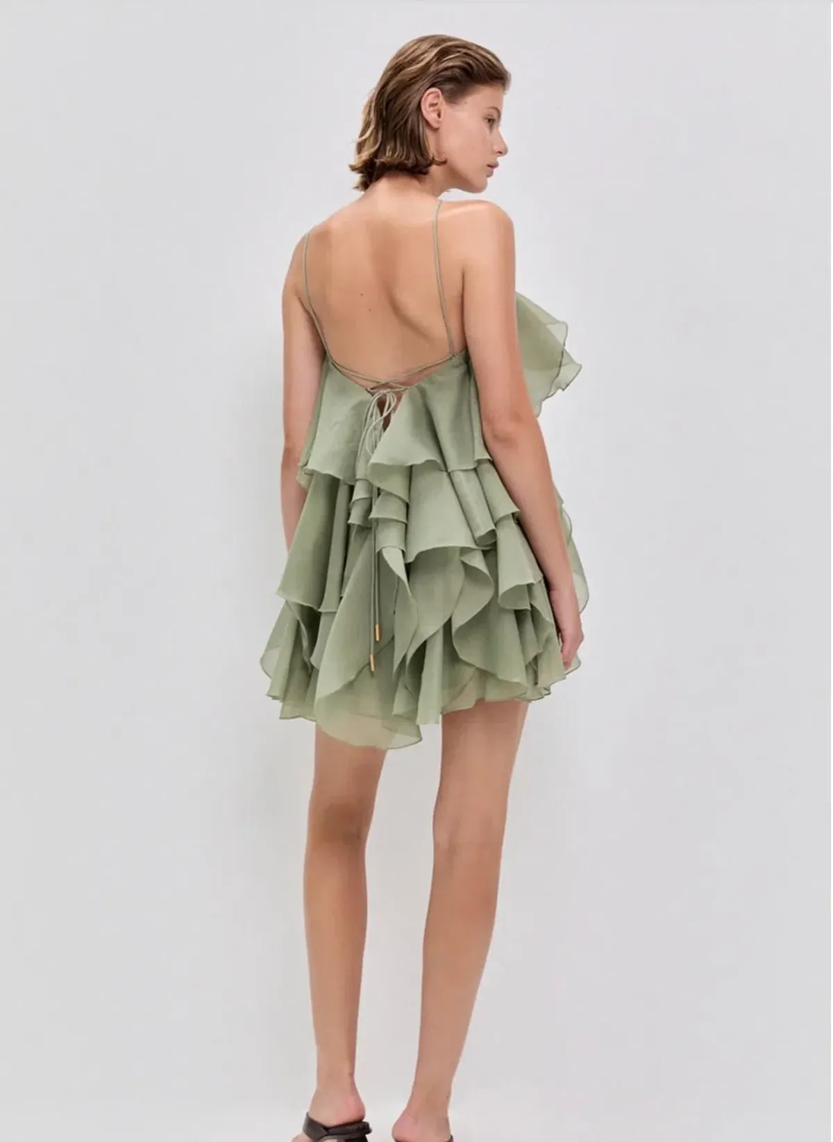 AJE- Pandorea Layered Mini Dress- Moss- Size 10 - Image 5