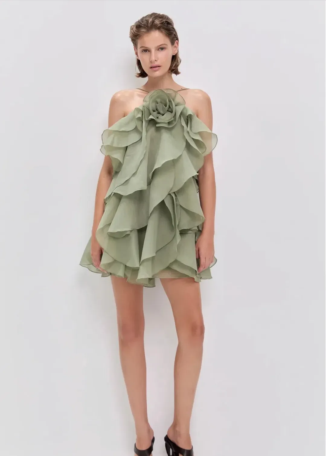 AJE- Pandorea Layered Mini Dress- Moss- Size 10 for rent on The Volte - main image
