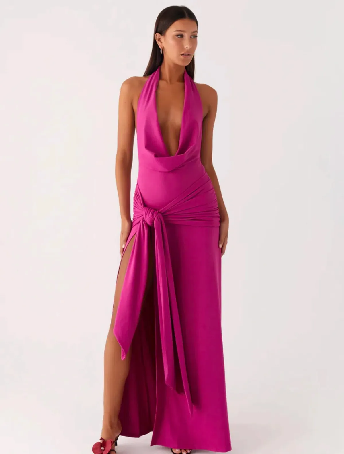 Rowan Ray Cowl Maxi Dress - Fuchsia - peppermayo for rent on The Volte - main image