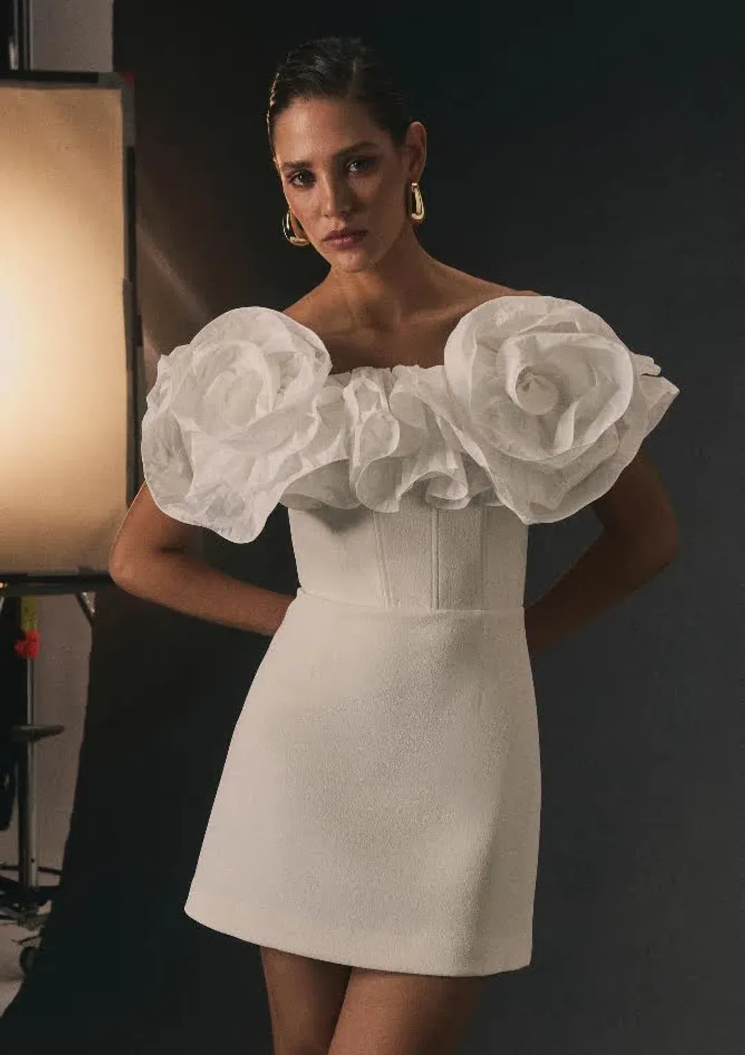 π€ Rebecca Vallance Tessa Ruffled Mini Dress β Ivory White β Size 10 (AU) π€ RACES!!! for rent on The Volte - main image