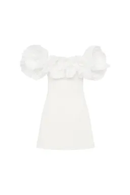 π€ Rebecca Vallance Tessa Ruffled Mini Dress β Ivory White β Size 10 (AU) π€ RACES!!! for rent on The Volte - image 5