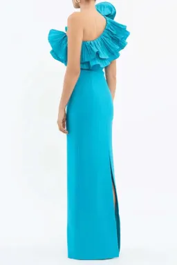 🩵 Rebecca Vallance Ella Gown – Turquoise Blue – Size 6 AU - Ruffle Maxi Dress🩵 for rent on The Volte - image 7