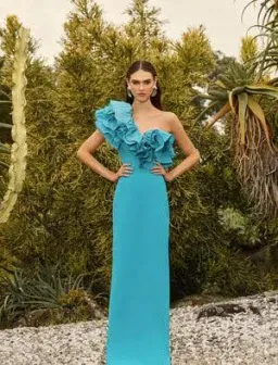 🩵 Rebecca Vallance Ella Gown – Turquoise Blue – Size 6 AU - Ruffle Maxi Dress🩵 for rent on The Volte - image 4