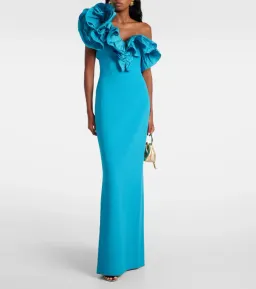 🩵 Rebecca Vallance Ella Gown – Turquoise Blue – Size 6 AU - Ruffle Maxi Dress🩵 for rent on The Volte - image 1