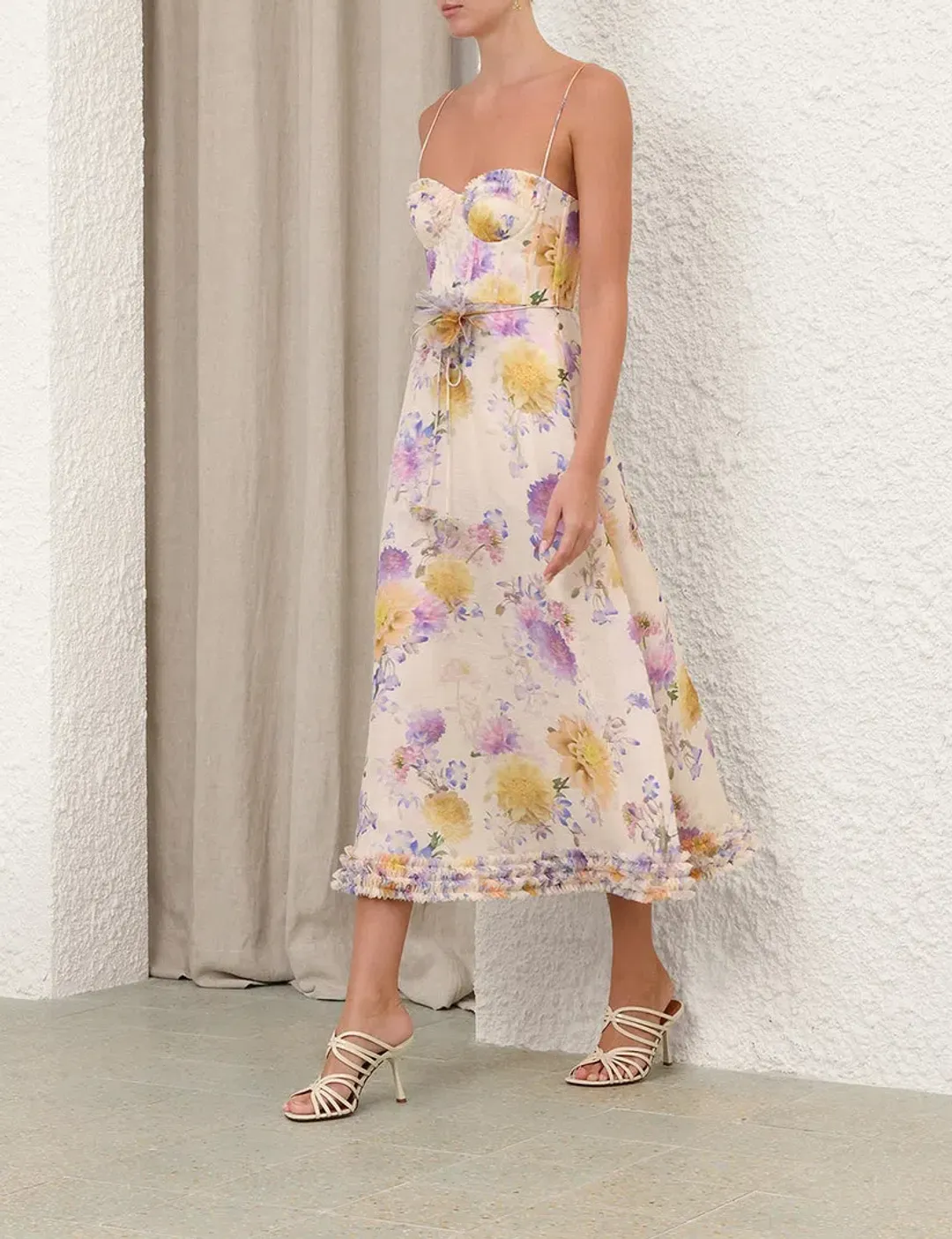 The Luna Ruffle Midi Dress for rent on The Volte - main image