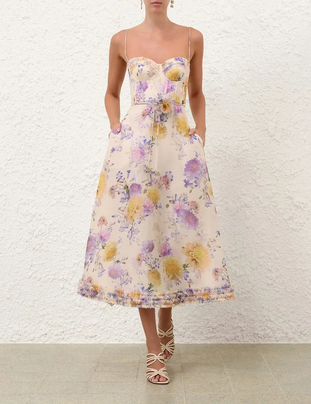 The Luna Ruffle Midi Dress for rent on The Volte - main image