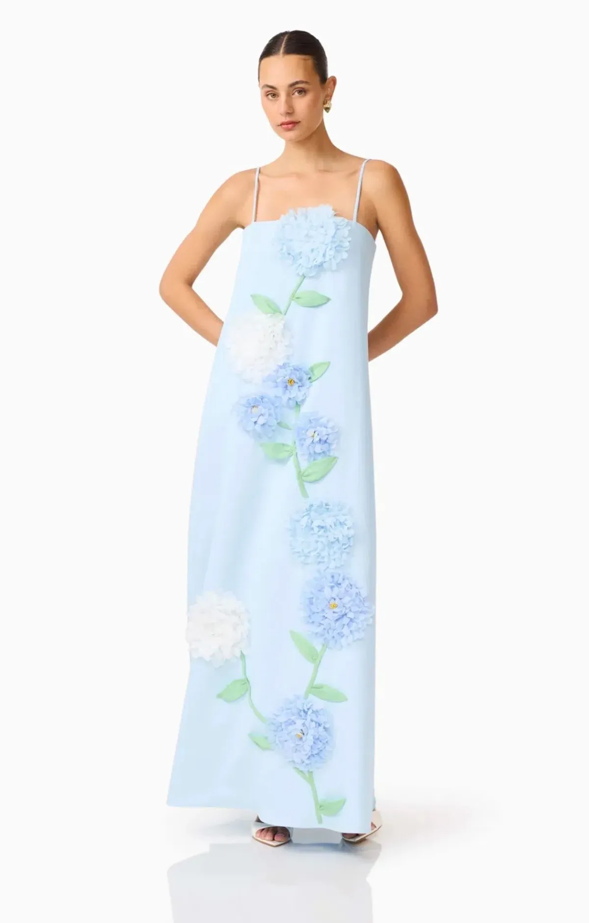 Elliatt Buttercup Embroidered Maxi Dress in Blue Size M - Image 2