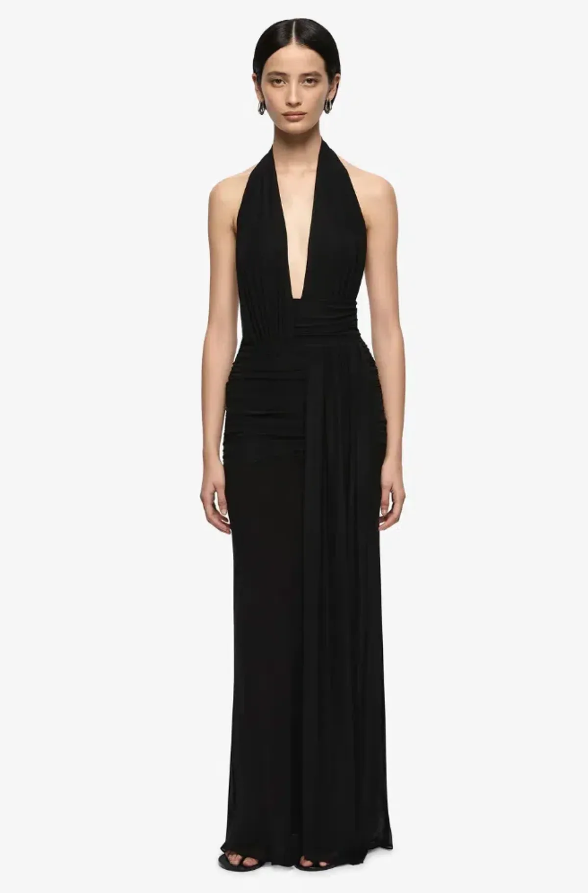 CASSIS DRAPE MAXI DRESS | BLACK - SIZE 10 - Image 1