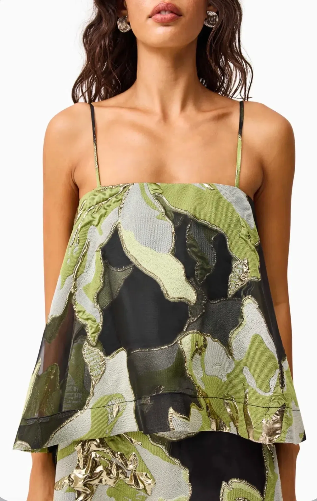 Elliatt Elysia Tiered Gown in Black & Green Floral Size M - Image 4