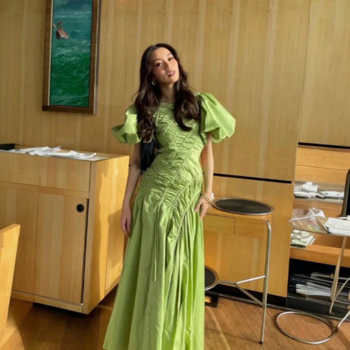 AJE Green Siren Midi Dress Size AU 8 - Image 3