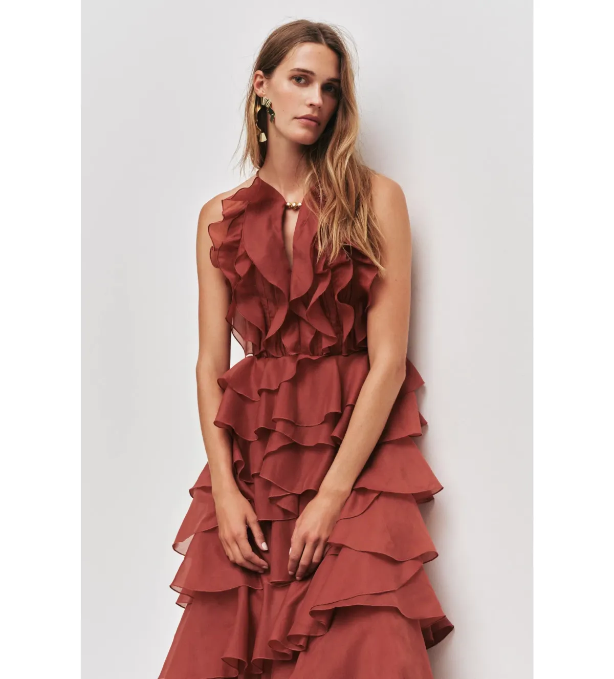Aje Cleo Gown Rust Size 12 - Image 2