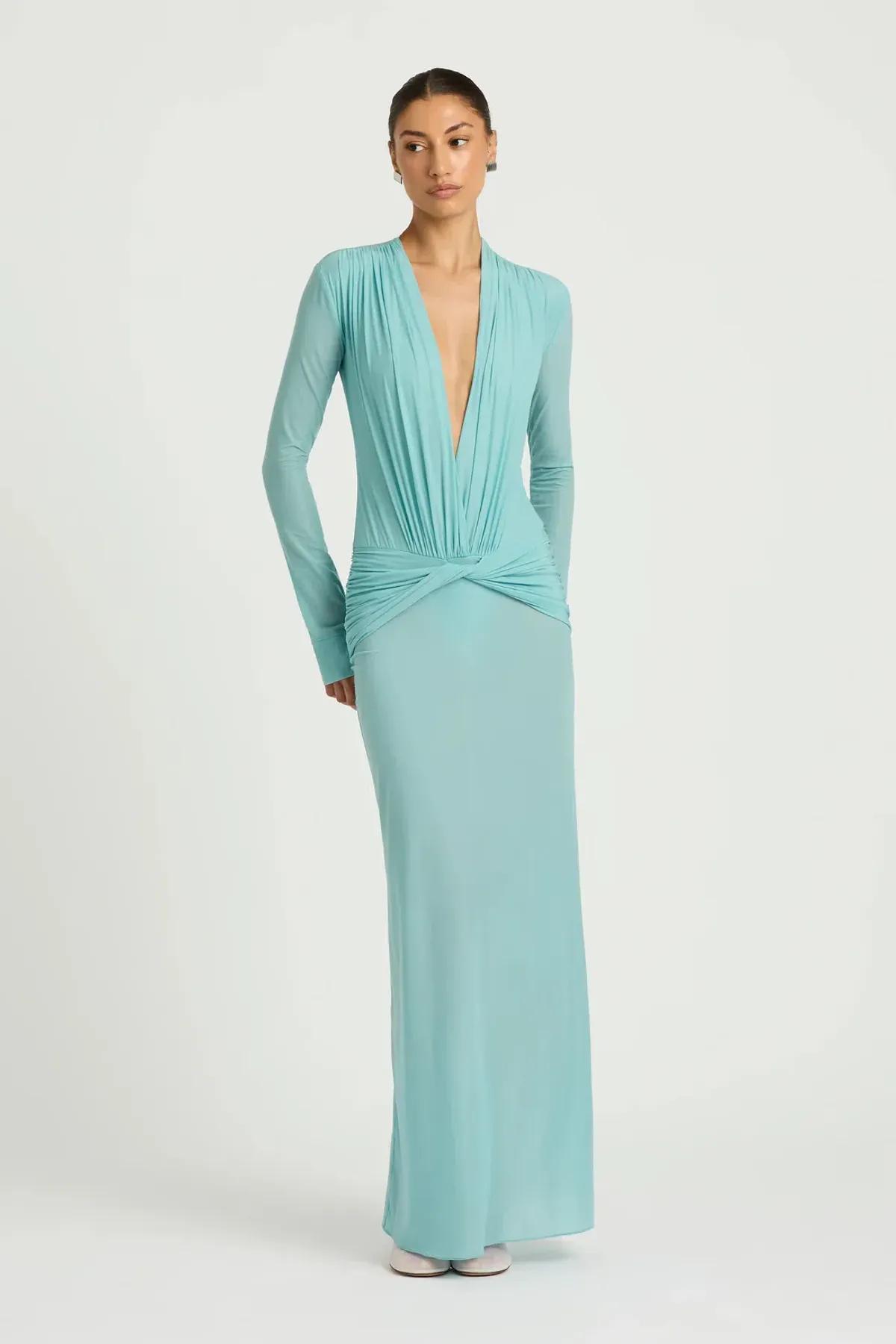 Benni Zuri Maxi Long Sleeve Dress Blue - Image 2