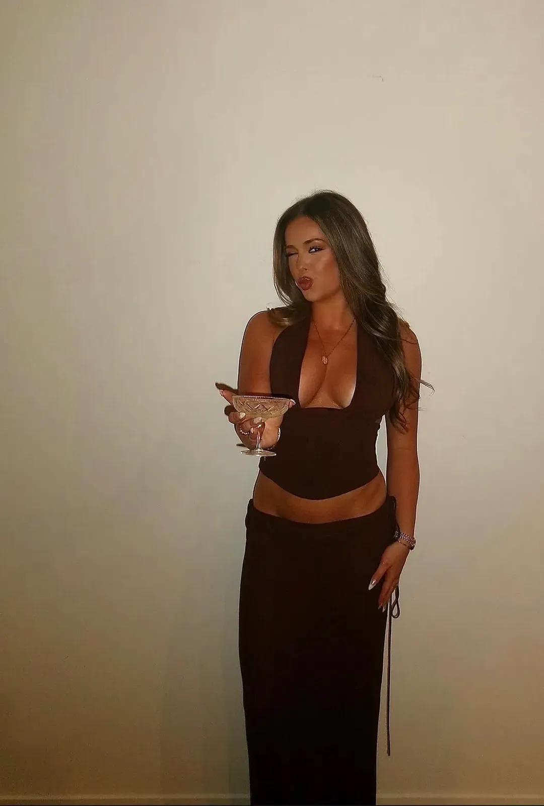 Natalie Rolt | Bronte Top & Allira maxi Skirt set - Espresso size 0 XS for rent on The Volte - main image